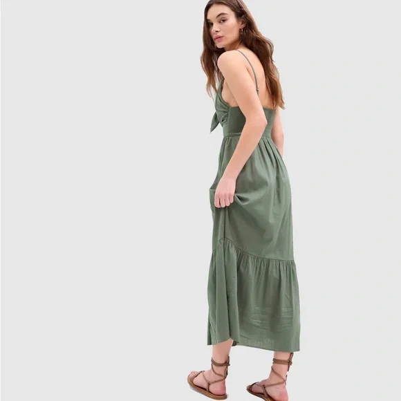 GAP Tie-Front Tiered Maxi Dress, NWT - Picture 2 of 9